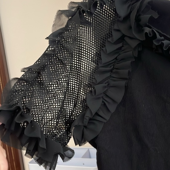 Black, short sleeve sweater with decorative sleeves - Picture 2 of 4